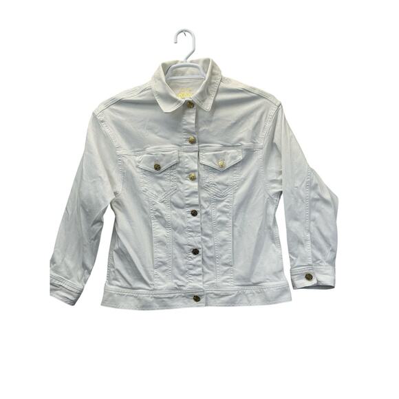 LILLY PULITZER SEASPRAY DENIM JEAN JACKET RESORT WHITE Size XXS/XS - Picture 1 of 16